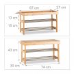Bambusz ülőpad tárolóhellyel cipőtartó 6 pár cipőhöz 43x74x30 cm 10021566