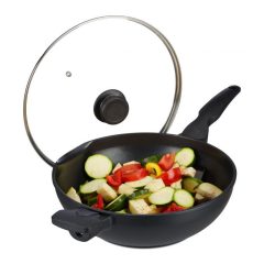 Wok fekete serpenyő üveg fedéllel 30 cm 10021725