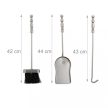 Lovag formájú kandalló tisztító garnitúra öntöttvas 4 db-os szett ezüst 72x21x12,5 cm 10022289