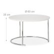 Elegáns dohányzóasztal matt fehér asztallap - ezüst króm lábak 2 db-os szett 10022595