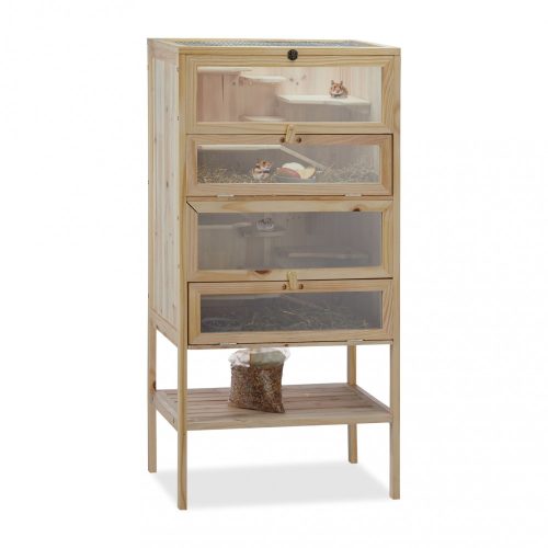 Hörcsögketrec 3 szintes natúr fa 120x60x40 cm 10023712