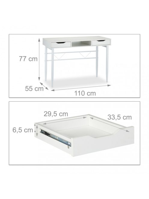 Linea íróasztal fiókokkal fehér 77x110x55 cm 10026052_ws