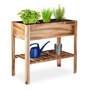  Emelt magaságyás polccal fenyőfa égetett barna 80x88x43,5 cm 10026322
