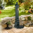 Antik oszlopos álló kerti kút 80x28x32 cm sötétzöld-arany 10026380