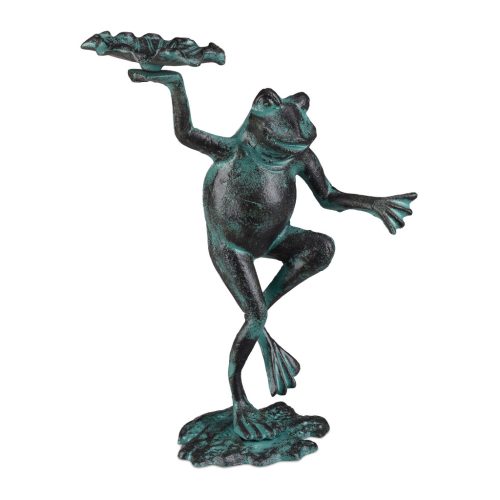 Kerti figura porszórt öntöttvas zöld béka 30 cm 10026407_58