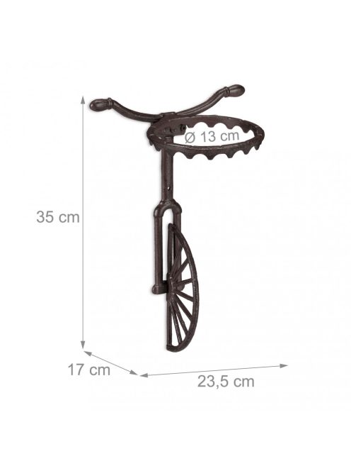 Fali virágtartó egykerekű bicikli sötétbarna öntöttvas 10026421