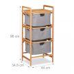 Bambusz fürdőszobai polc 3 rekesszel natúr-szürke 96x44x34,5 cm 10026498