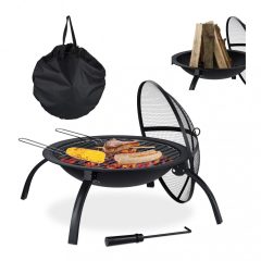   XL hordozható tűztál grill tartozékokkal táskával fekete R26546
