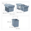 Beépíthető konyhai szelektív szemetes 2x15 literes szürke 10027286