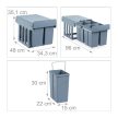 Beépíthető szelektív szemetes konyhába 4x8 literes rekeszek szürke 10027288