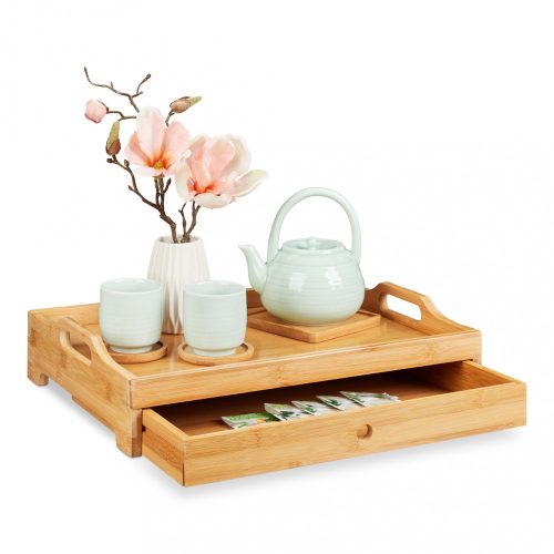Bambusz reggelizőtálca fiókkal 43x31 cm 10027594