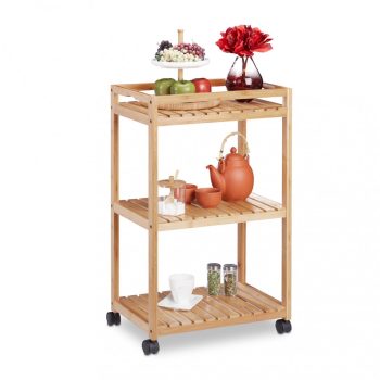 Bambusz tálaló zsúrkocsi 3 szintes 77x47x32,5 cm 10029398