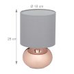 Érintős éjjeli lámpa réz-szürke 28 cm 10029515_553