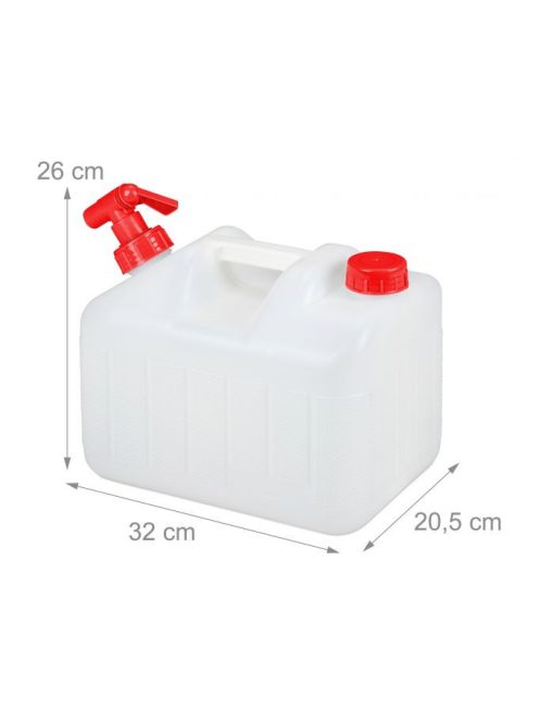 Víztároló kanna csappal műanyag 10 literes fehér - piros 10030916_10_rt
