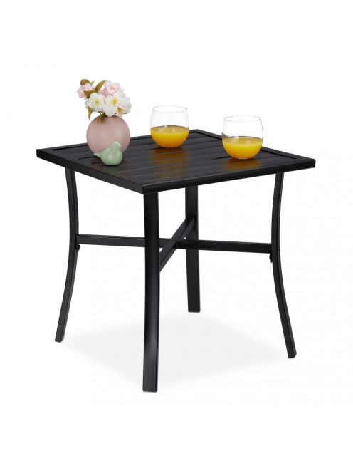 Kis kerti asztal erkélyasztal matt fekete acél 46x46x46 cm 10030993