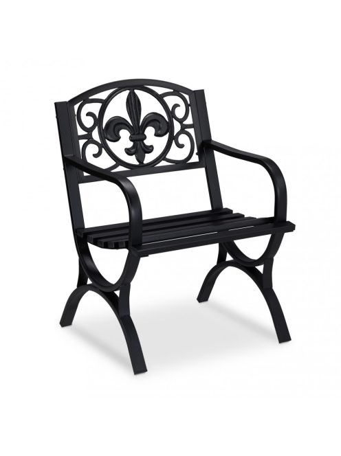 Antik fém kerti szék fekete 85,5x60x56 cm 10030994