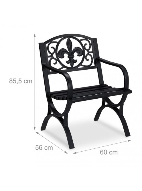 Antik fém kerti szék fekete 85,5x60x56 cm 10030994