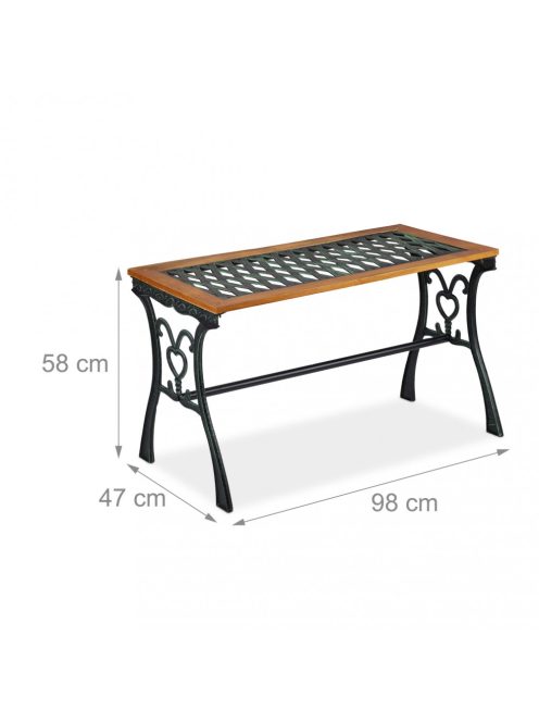 Rusztikus kerti asztal négyszögletes natúr-fekete 58x98x47 cm 10030997