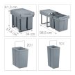 Beépíthető konyhai szelektív szemetes 1x20l és 2x10l szürke 10031546