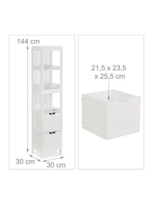 Fürdőszoba szekrény 2 fiókos 3 polcos fehér 144x30x30 cm 10032183