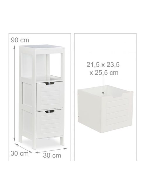 Fürdőszoba szekrény 2 fiókos 1 polcos fehér 90x30x30 cm 10032185