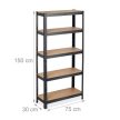 Nagy teherbírású szekrény 5 polcos 150x75x30 cm 875 kg fekete 10034154