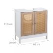 Mosdószekrény rattan ajtókkal fehér-natúr 61,5x60x30 cm 10035343
