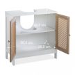 Mosdószekrény rattan ajtókkal fehér-natúr 61,5x60x30 cm 10035343