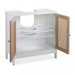 Mosdószekrény rattan ajtókkal fehér-natúr 61,5x60x30 cm 10035343