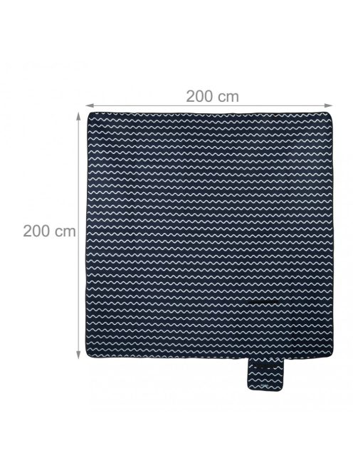Piknik takaró 200x200 cm hullám mintás sötétkék-fehér 10035541