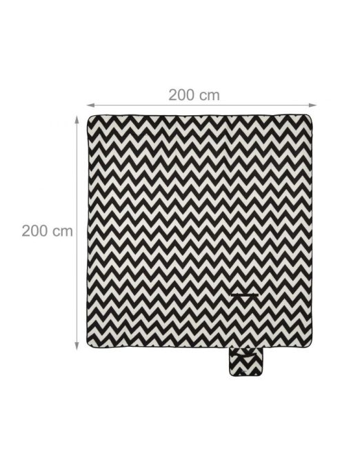 Piknik takaró 200x200 cm fekete - fehér cikkcakkos 10035549