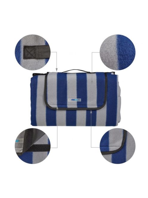 Piknik takaró 200x200 cm kék - szürke csíkos 10035555