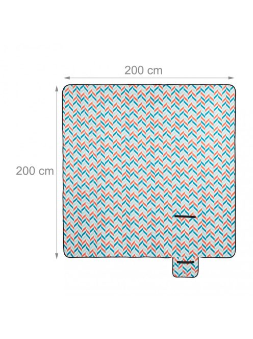 Piknik takaró 200x200 cm cikcakk mintás fehér-kék-narancs 10035559