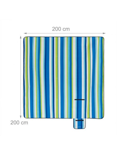Piknik takaró 200x200 cm kék - zöld - fehér csíkos 10035571