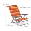 Összecsukható napozószék kempingszék fejpárnával sárga-piros-narancssárga csíkos 10035902