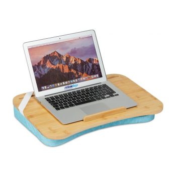 Bambusz laptoptartó natúr-kék párnával 10036710