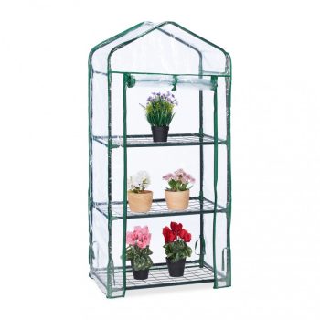  Üvegház PVC fóliasátor erkélyre zöld 3 polcos 128x60x40 cm 10036896