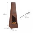 Corten acél piramis kerti kandalló rozsdás megjelenés 149x45x45 cm CA926