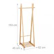Fenyőfa ruhaállvány rácsos polccal 153x62x45 cm 10037929