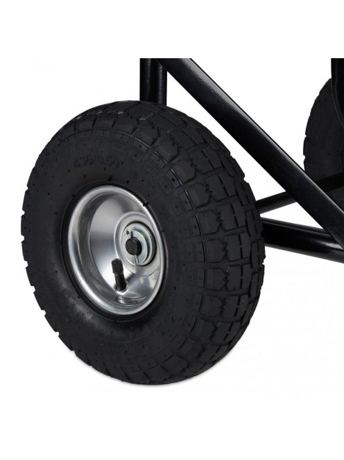 Fekete tűzifa szállítókocsi gumi kerekekkel 107,5x52x58 cm 10038468