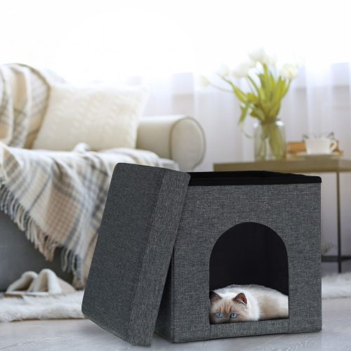 Macskabarlang fekhely összecsukható 38,5x37x37 cm szürke 10038515