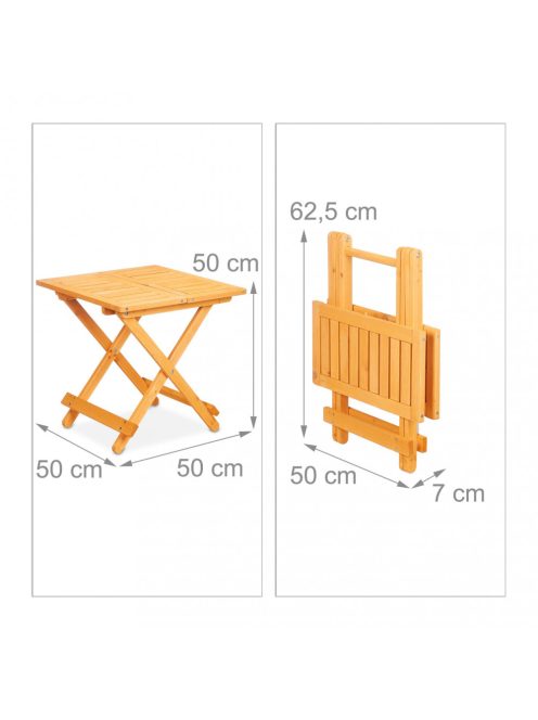 Kisméretű összecsukható fa asztal natúr 50x50x50 cm 10038644