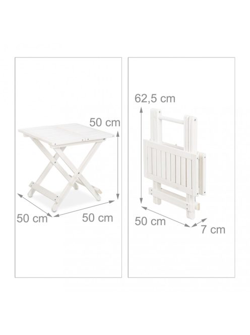Kisméretű összecsukható fa asztal natúr-fehér 50x50x50 cm 10038645
