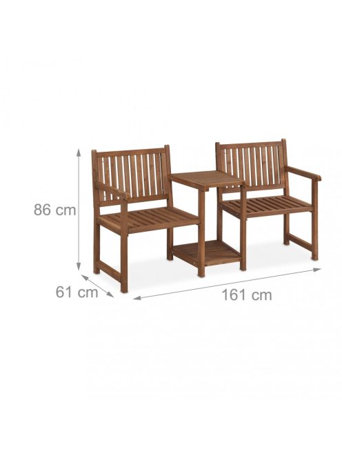 Barna 2 személyes kerti szék asztallal 86x161x61 cm 10038648