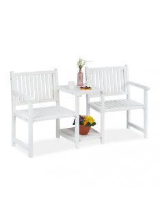   Fehér 2 személyes kerti pad asztallal 86x161x61 cm 10038649