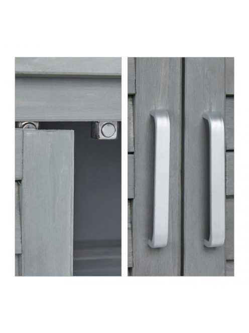 Szürke kerti szekrény 3 polcos lamellás ajtókkal szürke 97x86,5x47 cm 10038667