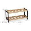 Bambusz cipőtartó két szintes natúr-fekete 33x70x26 cm 10039113