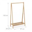 Bambusz ruhaállvány rácsos cipőtartóval 120 x67x35 cm 10039428