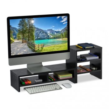 Monitortartó állvány polcokkal fekete 10039880