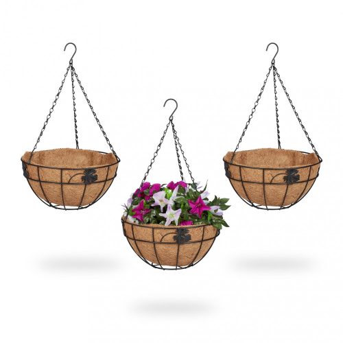 Felfüggeszthető virágkosár kókuszrost kaspó 3 db-os szett 48x31 cm 10041696